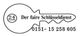 Schlüsselform mit Text: "24 Stunden, Der faire Schlüsseldienst, 0151-15 258 605".