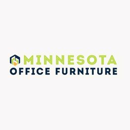 Minnesota Office Furniture logo with green and navy text and geometric icon.