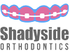 Logo of Shadyside Orthodontics with stylized teeth and braces above the text.