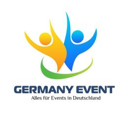 Logo mit gelber und blauer Figur, unten Text: "Germany Event - Alles für Events in Deutschland".
