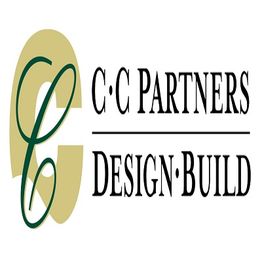 C.C Partners Design Build logo with stylized "C" on beige background, text in black.