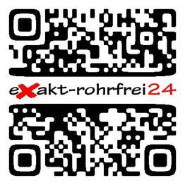 QR-Codes mit Text "exakt-rohrfrei24" dazwischen.