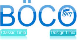 Logo mit dem Schriftzug "BÖCO seit 1907", darunter "Classic-Linie" und "Design-Linie".