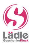 Logo von Lädle Geschenke Kiosk mit stilisiertem S-Symbol in Rot und Grau.