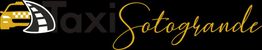 Logotipo de Taxi Sotogrande con icono de taxi amarillo y carretera en negro.