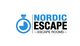 Logo mit blauer Stoppuhr und Text: "Nordic Escape Escape Rooms".