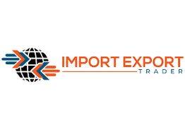 Logo met bol en pijlen naast de tekst "Import Export Trader" in oranje en blauwe kleuren.