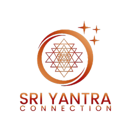 Logo mit abstraktem Muster und Text "Sri Yantra Connection" in stilisierter Schrift.