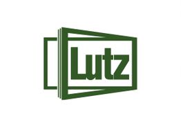 Grünes Logo mit dem Wort "Lutz" in einem stilisierten Rahmen.