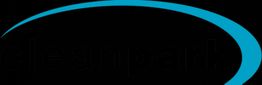 Logo mit blauem Bogen und schwarzem Schriftzug "cleanpark".