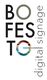 Logo met tekst "BOFESTO digital signage" in minimalistisch ontwerp.