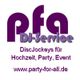 Logo von pfa DJ-Service: DiscJockeys für Hochzeit, Party, Event. Website-Link: www.party-for-all.de