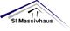 Logo von SI Massivhaus mit stilisiertem Dach in Blau und Grau.