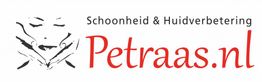 Logo van Petraas.nl met gezichtssilhouet en tekst "Schoonheid & Huidverbetering".