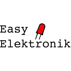 Logo mit Text "Easy Elektronik" und einer roten Diode zwischen den Wörtern.