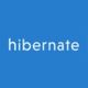 Blue background with white text: "hibernate".