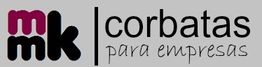 Logo de "mmk corbatas para empresas" en fondo gris.
