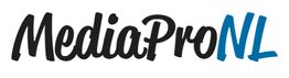 Logo met de tekst 'MediaProNL' in zwart en blauw.