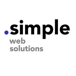 Logo: ".simple" in Schwarz mit blauem Punkt, darunter "web solutions" in grauer Schrift.
