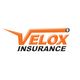 Orange and black "Velox Insurance" logo with a sleek, dynamic design.