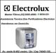 Cartaz de assistência técnica Electrolux com imagem de purificador e detalhes de contato.