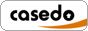 Logo mit dem Text "casedo" in schwarz und einem orangefarbenen Bogen darunter.