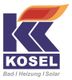 Logo mit "K" und Flammen-Design, Text: "KOSEL Bad I Heizung I Solar" in Blau und Orange.