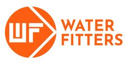 Logo arancione con lettere stilizzate "WF" e testo "Water Fitters" a destra.