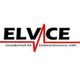 Logo "ELVICE", Text mit rotem Herzschlag-Design, darunter "Gesellschaft für Elektronikservice mbh".