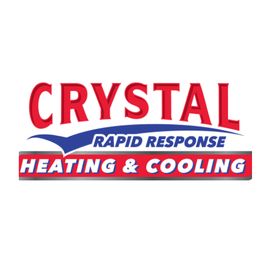 Logo for Crystal Rapid Response Heating & Cooling, featuring red and blue text.
