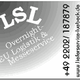 LSL-Logo mit Text: "Overnight EU Logistik & Messeservice." Telefonnummer und Website auf Deutsch.