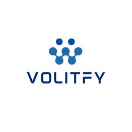 Logo azul de Volitfy con figura abstracta en la parte superior.