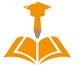 Pencil with graduation cap above an open book, symbolizing education and learning.