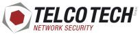 Logo von Telco Tech mit rotem Hexagon und Schriftzug "Network Security".