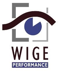 Logo mit Auge, Wort "WIGE" darüber; darunter "Performance".
