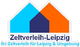 Logo von Zeltverleih-Leipzig: Drei Zelte in Blau und Orange, Text darunter: "Ihr Zeltverleih für Leipzig".