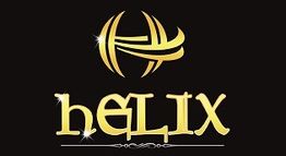 Golden "Helix" text with a stylized "H" logo above on a black background.