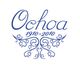 Texto "Ochoa 1910-2010" en azul con decoración floral debajo.