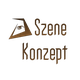 Logo mit Auge in Dreieck und Text "Szene Konzept" vor schwarzem Hintergrund.