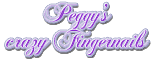 Text: "Peggy's crazy Fingernails" in lila Schrift auf lila Hintergrund.
