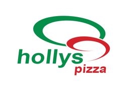 Logo von Hollys Pizza mit grünem und rotem Design.