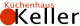 Logo von Küchenhaus Keller mit rotem Kreis und Text in Schwarz und Rot.