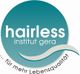 Logo: "hairless institut gera" auf grünem Hintergrund, Slogan: "...für mehr Lebensqualität".