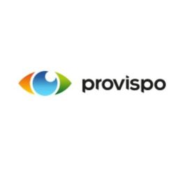 Logo van Provispo met een gekleurd oog vorm aan de linkerkant.