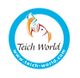 Logo von Teich World mit buntem Fischdesign und Schriftzug "www.teich-world.com" im blauen Kreis.
