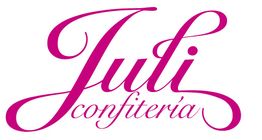 Texto en cursiva: "Juli confitería" en color rosa.