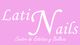 Logotipo de LatiNails, Centro de Estética y Belleza, en fondo rosa claro.