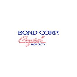 "Bond Corp. Crystal Tack Cloth logo with blue and red text on a white background."
