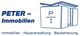 Logo von Peter Immobilien mit Text: Immobilien, Hausverwaltung, Baubetreuung und Gebäudedesign.