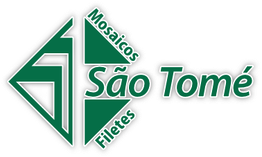 Logo verde com texto: "Mosaicos São Tomé Filetes".